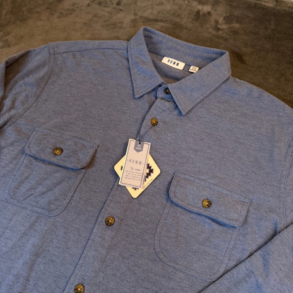 ROWM The Keeper Button Up Shirt Mens XXL Blue Long Sleeve Taos Canyon NWT